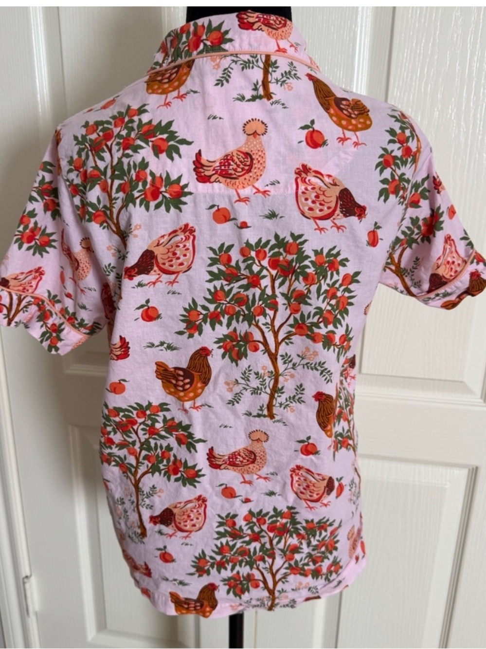 Print Fresh Hen House Organic Cotton Pajama Set Short Sleeve & Pants Pink Size S - Picture 9 of 16